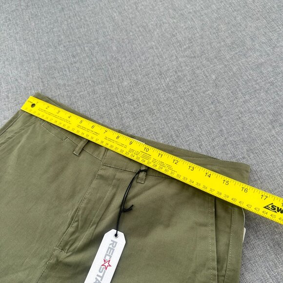 NEW!‎ Red Star Womens Shorts 8/29 Olive Green High Waisted Pockets $88 - Picture 9 of 12